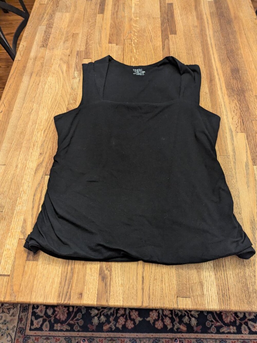 Sexy Gathered Sides Black Sleeveless Square Neck XXL